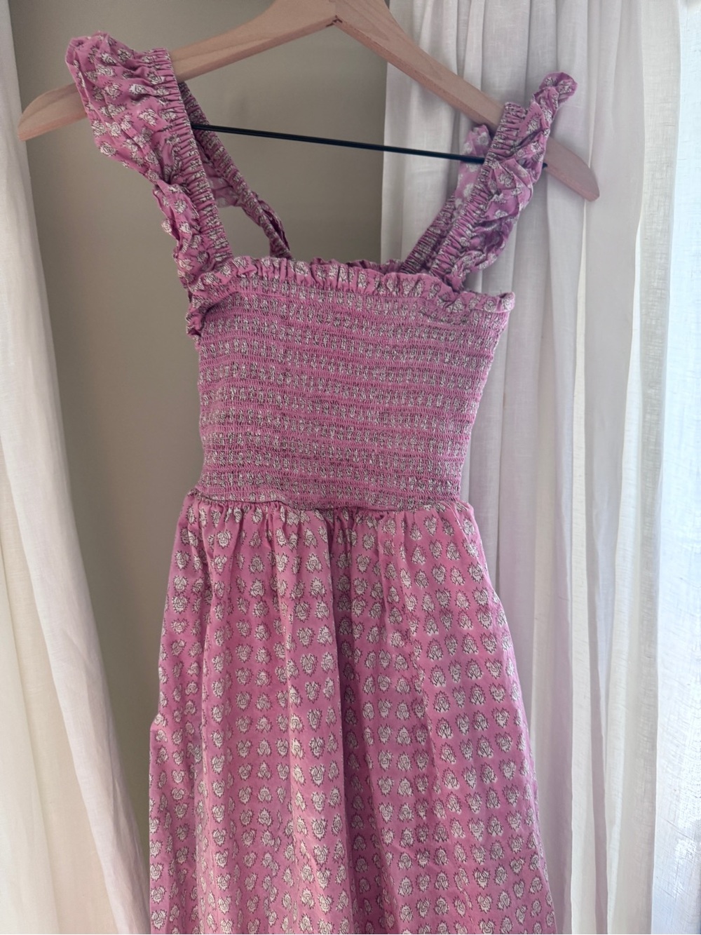 Marea by Liz Joy Smocked Pink Floral Dress with Ruffle Straps